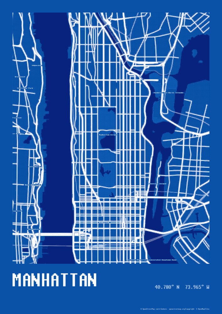 Manhattan as a Blueprint poster
