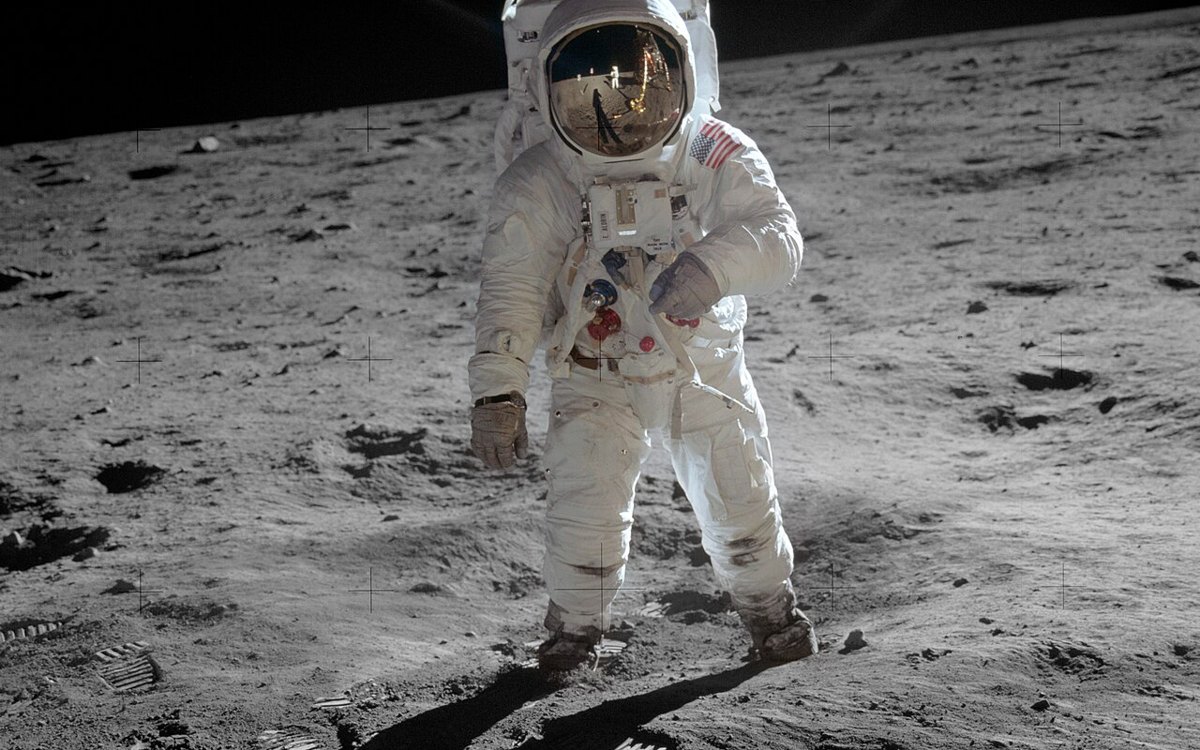 Buzz Aldrin at Tranquility Base, 21 July 1969. Photograph by Neil Armstrong, NASA.
